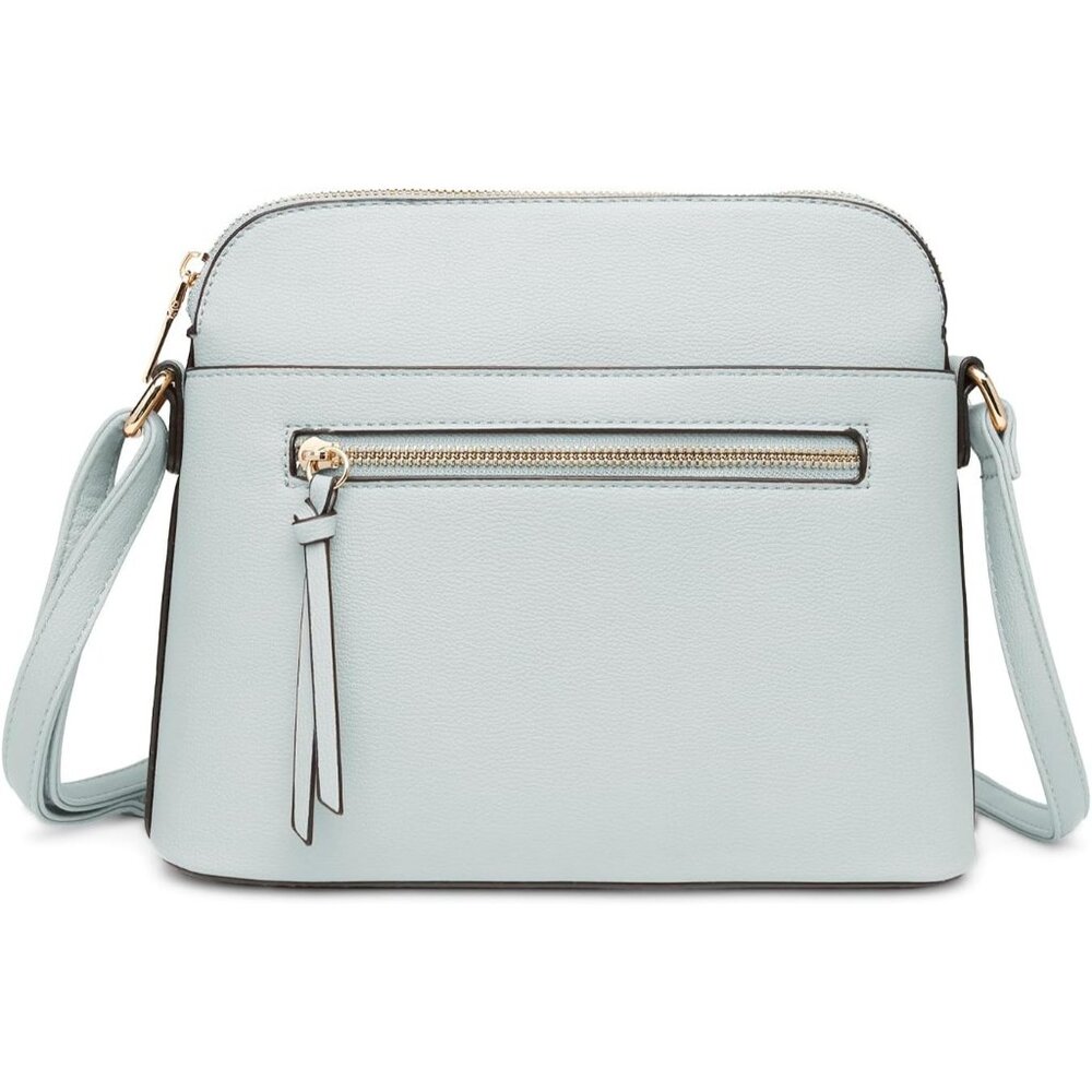 ⚡ Women's Light Blue Adjustable Shoulder Strap Zipper Pocket Crossbody Bag